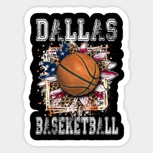 American Flag Personalized Dallas Proud Name Basketball Sticker